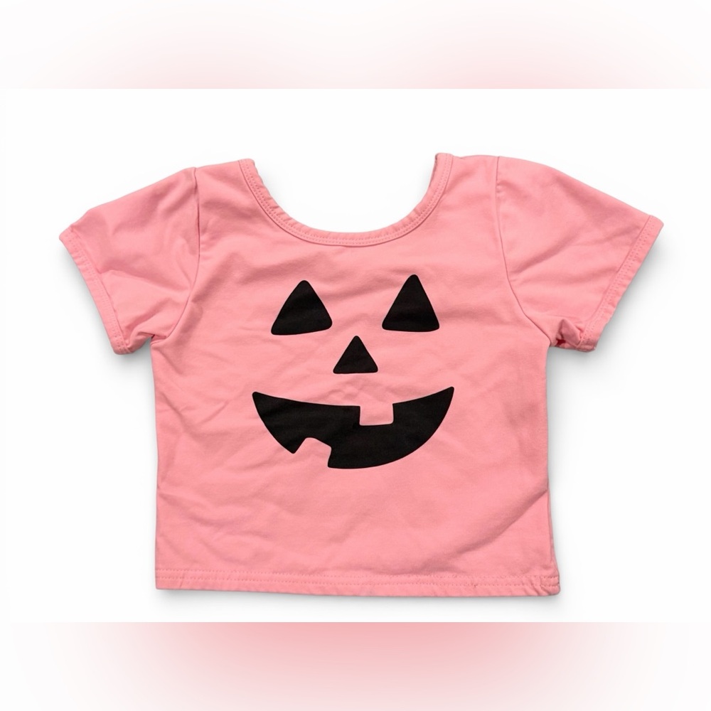 Pink Pumpkin Face Short Sleeve Tee